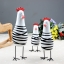 Pre-Order งานไม้ ตุ๊กตาไก่ ครอบครัวไก่ยืน ลายขาวดำ เซต 3 ตัว Zakka