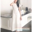 เดรสเกาหลี พร้อมส่ง เดรสยาว กระดุมหน้า