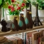 Pre-Order งานไม้ ตุ๊กตาไก่ ครอบครัวไก่นั่งห้อยขา เซต 3 ตัว Zakka