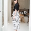 เสื้อผ้าเกาหลี พร้อมส่ง Set เสื้อ+กระโปรงลายจุด