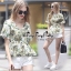 พร้อมส่ง ชุดเซตเสื้อพิมพ์ลายโทนสีเขียว