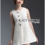 พร้อมส่ง เดรสแขนกุดผ้าโบรเคดลายลูกไม้