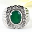 SKJewelryFactory แหวนชาย พลอยแท้ สีเขียวมรกต ล้อมเพชร MR00391-GAG