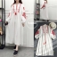 เดรสเกาหลี พร้อมส่ง เดรสยาว สไตน์โบฮีเมี่ยน งานปักดอกไม้