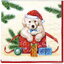 แนวภาพคริสต์มาส หมาใส่หมวกแซนต้า Dog Santa Hat เป็นภาพครึ่งแผ่น กระดาษแนพกิ้นสำหรับทำงาน เดคูพาจ Decoupage Paper Napkins ขนาด 33X33cm
