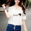 พร้อมส่ง เสื้อแฟชั่นวีหน้าวีหลัง ทอลายดอกเดซี่