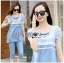 พร้อมส่ง เซ็ตเสื้อผ้าลูกไม้ตกแต่งเดนิมและกางเกง