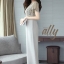 เสื้อผ้าเกาหลี พร้อมส่ง จั๊มสูทสีเทาอ่อน
