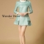พร้อมส่ง เดรสลายสวยน่ารัก ชายกระโปรงแต่งชายระบายสวย