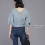 เสื้อเกาหลี พร้อมส่ง เสื้อแขนสามส่วน ผ้าฉลุลายสวย