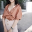 เสื้อเกาหลี พร้อมส่ง เสื้อคอปก ดีไซน์เรียบ หรู