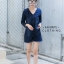 เสื้อผ้าเกาหลี พร้อมส่ง จั้มสูท ผ้ายีนส์ฟอกคอวี
