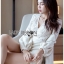 เสื้อผ้าเกาหลี พร้อมส่ง เพลย์สูท แขนยาวขาสั้นผ้าทวีด