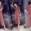 เสื้อผ้าเกาหลี พร้อมส่ง ชุด จั๊มสูท คอวีแบบป้าย