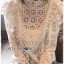 เสื้อเกาหลี พร้อมส่ง เสื้อ คอตตอนสีขาว ทรงคอสูงฉลุลาย