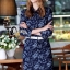 พร้อมส่ง long dress ผ้าdenim แขนยาว ปักลายกุหลาบ
