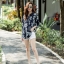 เสื้อเกาหลี พร้อมส่ง เสื้อผ้า สปันพิมพ์ลายดอก
