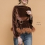 เสื้อเกาหลี พร้อมส่ง เสื้อกำมะหยี่คอปาด แต่งเข็มขัด