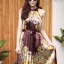 เดรสเกาหลี พร้อมส่ง Dress อัดพลีท ปริ้นลายดอก