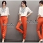 พร้อมส่ง ชุดเซตเสื้อกับกางเกงสีส้ม
