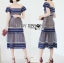 พร้อมส่ง เดรสผ้าทูลล์ปักลายทางสลับแนวนอนสไตล์ Self-Portrait