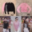 เสื้อเกาหลี พร้อมส่ง เสื้อกลิตเตอร์แต่งตาข่ายช่วงบน