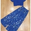เสื้อผ้าเกาหลี พร้อมส่ง เสื้อสีน้ำเงิน กางเกงผ้าลายดอก