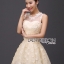 พร้อมส่ง เดรสผ้าลูกไม้โปร่งตกแต่งลายดอกไม้