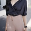 เสื้อเกาหลี พร้อมส่ง เสื้อคอปก ดีไซน์เรียบ หรู