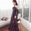 เดรสเกาหลี พร้อมส่ง Maxi dress คล้องคอ ปาดไหล่