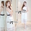 พร้อมส่ง เดรสผสมเนื้อผ้าลูกไม้สีขาว-ดำสไตล์แบรนด์ Self-Portrait