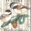 แนวภาพสัตว์ นกใน Winter กับคำ Welcome เป็นภาพ 8 บล๊อคในแผ่น กระดาษแนพคินสำหรับทำงาน เดคูพาจ Decoupage Paper Napkins ขนาด 21X22cm