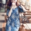 พร้อมส่ง เดรสผ้าเดนิมปักลายดอกไม้สไตล์โบฮีเมียน