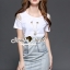พร้อมส่ง ชุดเดรสผ้าแก้วที่ช่วงแขนแต่งด้วยเพชร
