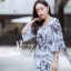 เดรสเกาหลี พร้อมส่ง Dress.พิมพ์ลายผ่าปลาย