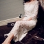 พร้อมส่ง Long dress สีขาวแขน 5 ส่วนงานลูกไม้ทั้งชุด
