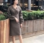 เดรสเกาหลี พร้อมส่ง เดรสทรงป้ายอก ผ้าลายชิโนริ