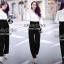 พร้อมส่ง เสื้อทรงแขนยาวต่อกางเกงทรงยาวสีดำ