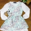พร้อมส่ง เดรสสั้นผ้าชีฟองพริ้วสวย โทนสีฟ้าอมเขียวพาสเทล