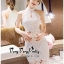 พร้อมส่ง เดรสผ้าลูกไม้ปักลายดอกไม้