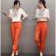 พร้อมส่ง ชุดเซตเสื้อกับกางเกงสีส้ม