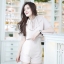 เสื้อผ้าเกาหลี พร้อมส่ง จั๊มสูท สีครีมอ่อน แต่งคอพลีท ด้านหลังเว้า