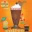 แนวภาพอาหาร แก้วกาแฟ Iced Coffee บนพื้นส้ม เป็นภาพ 4 บล๊อค กระดาษแนพกิ้นสำหรับทำงาน เดคูพาจ Decoupage Paper Napkins ขนาด 33X33cm