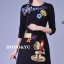 พร้อมส่ง ชุดเดรสแขน 3 ส่วนทรงปล่อย