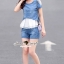 พร้อมส่ง เสื้อเย็บซ้อยด้วยผ้าชีฟองเย็บเป็นเลเยอร์ๆ