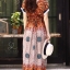 ชุดเดรสเกาหลี พร้อมส่ง Maxi dress ผ้าสปันเนื้อดีปริ้นลายสวย