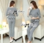 พร้อมส่ง เซ็ตเสื้อทรงเพปลัมและกางเกงสกินนี่ทอลายฮาวนด์สทูธ