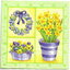 แนวภาพสวน กระถางดอกแดฟโฟดิล Daffodil เป็นภาพบล็อค 4 กระดาษแนพกิ้นสำหรับทำงาน เดคูพาจ Decoupage Paper Napkins ขนาด 33X33cm