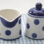 โถน้ำตาล เหยือกนม วินเทจ ลายจุดน้ำเงินบนพื้นขาว Polka Dot Witthard of Chealsea