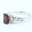SKJewelryFactory แหวนพลอยโกเมนแท้ พลอยสี่เหลี่ยมพื้นผ้า และเพชรด้านข้าง ตัวเรือนเงินแท้ ER00792-GAN